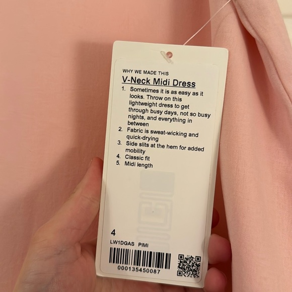 NWT Lululemon V-Neck Midi Dress | Pink Mist | Size 4 - Picture 7 of 11
